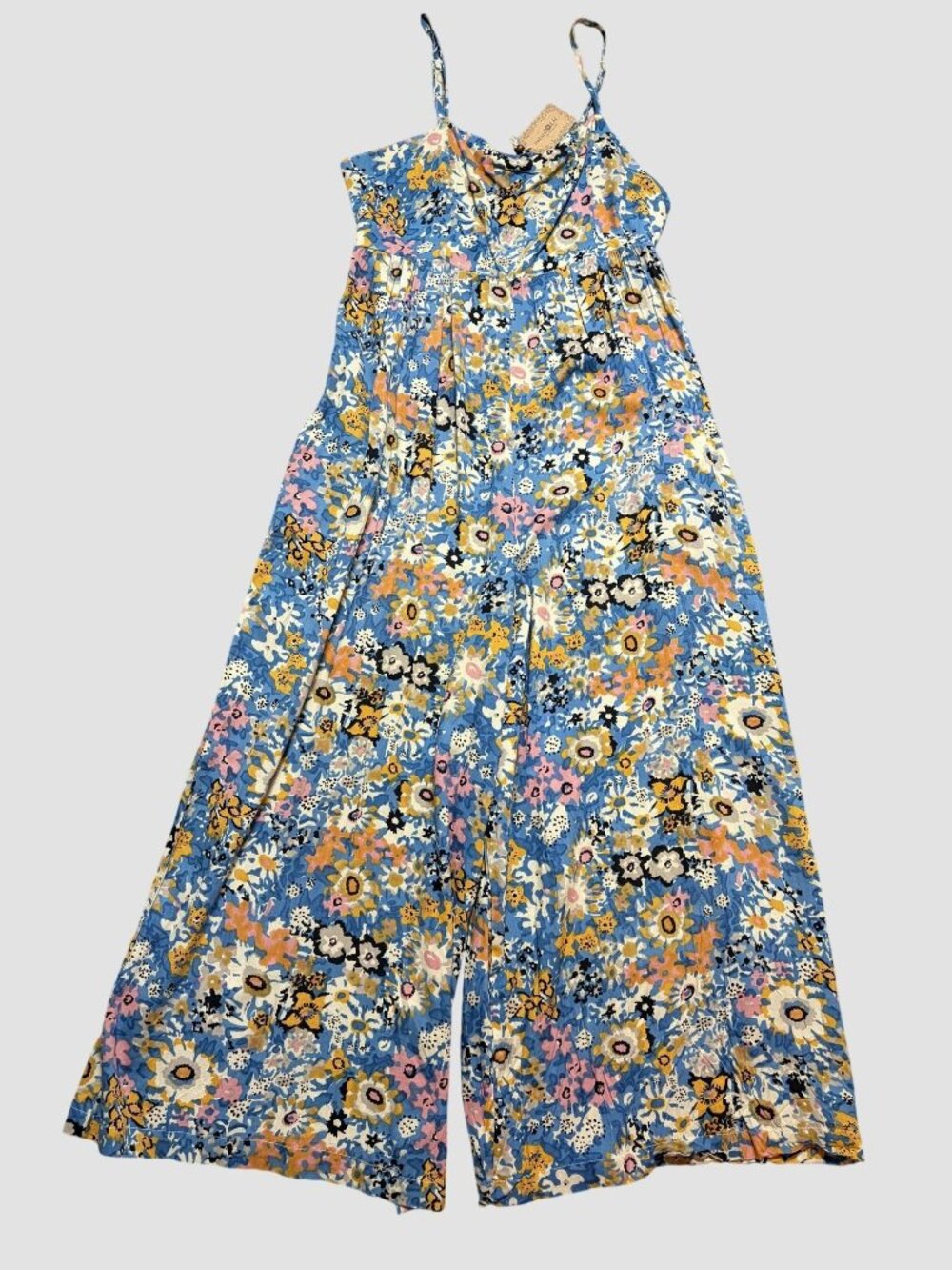 Natural Life Bailey Jumpsuit Floral XL Blue Pink Wide Leg Bohemian Pockets NEW - Picture 2 of 16